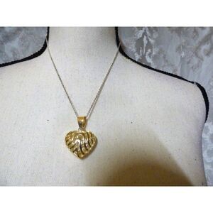 Filigree Heart Pendant necklace, stainless steel, 17” long